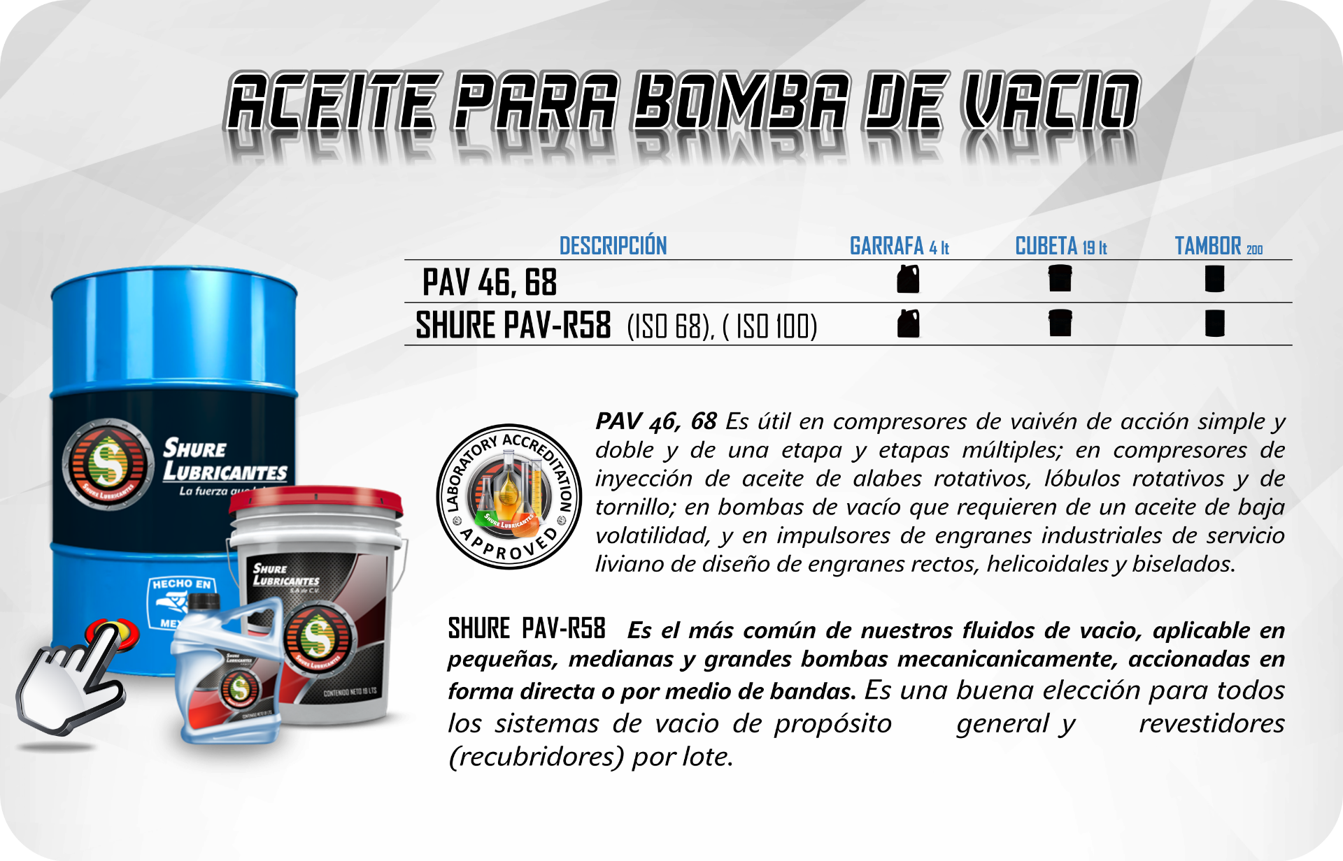 ACEITE BOMBA D/VACIÓ :: Shure lubricantes
